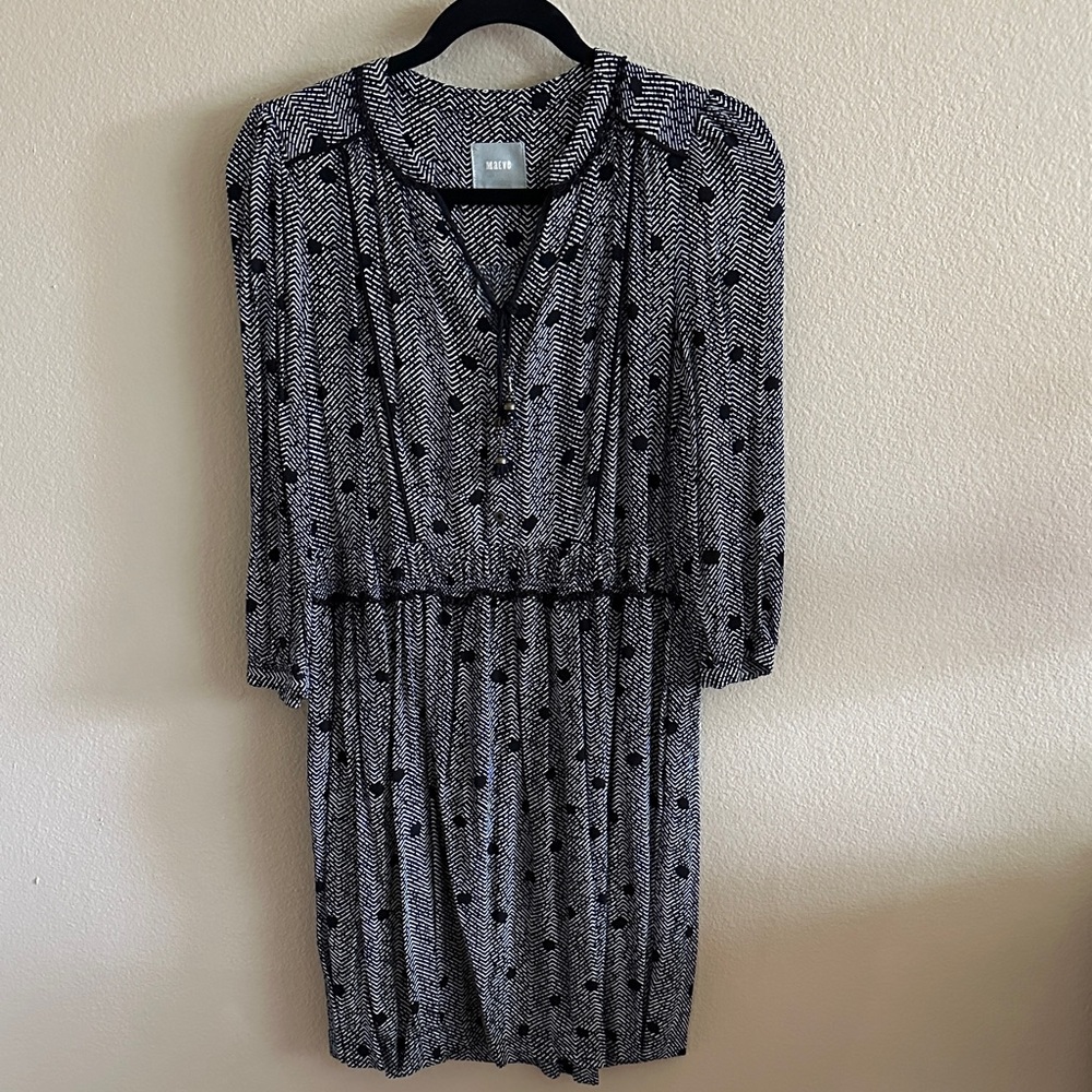 Anthropologie Maeve Black and White Midi Dress